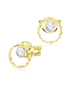 Curly Circle Gold Plated Silver Ear Stud STS-3704-GP